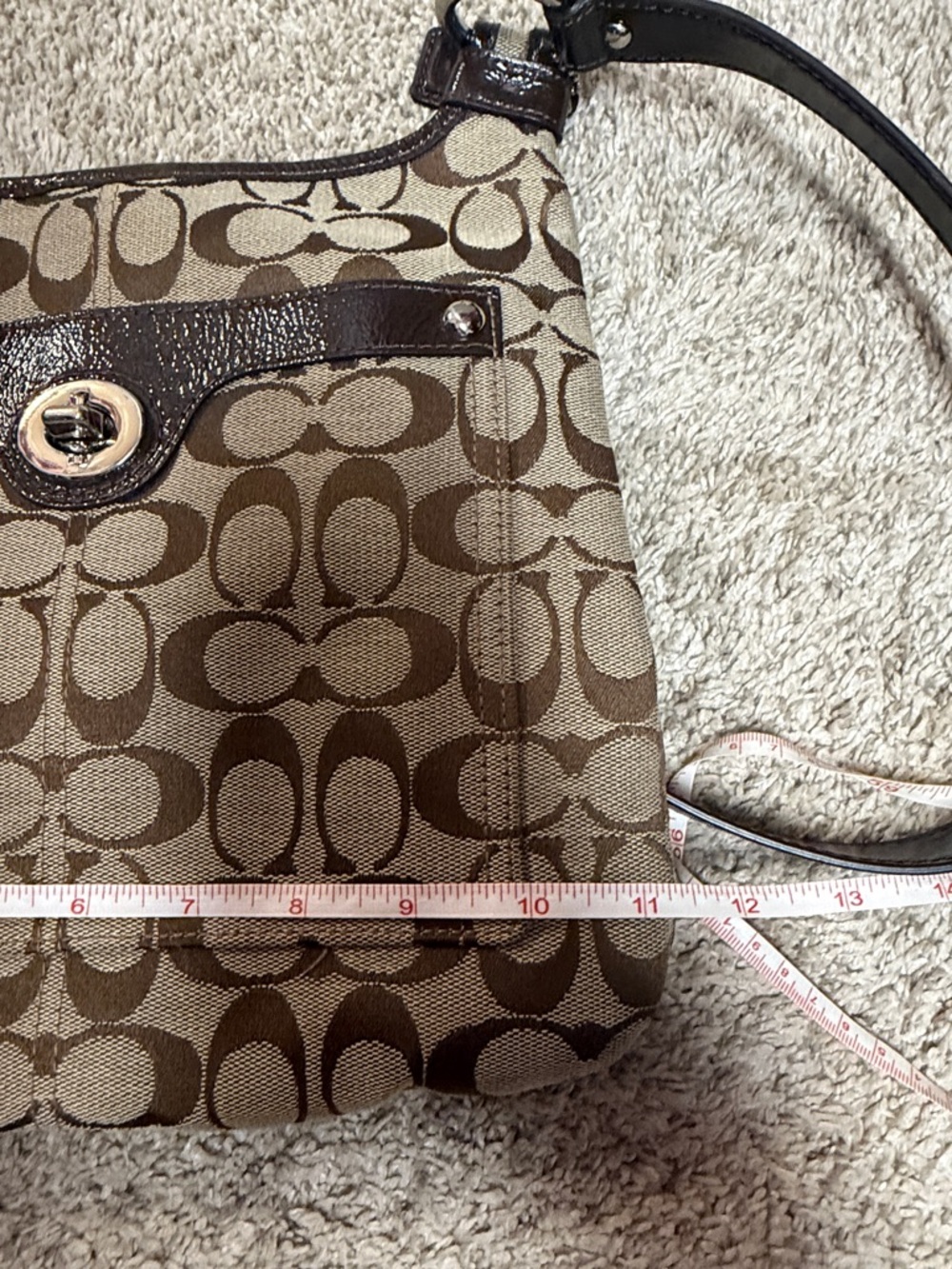 Coach Signature Canvas Shoulder Bag in Brown and Tan - Picture 8 of 8